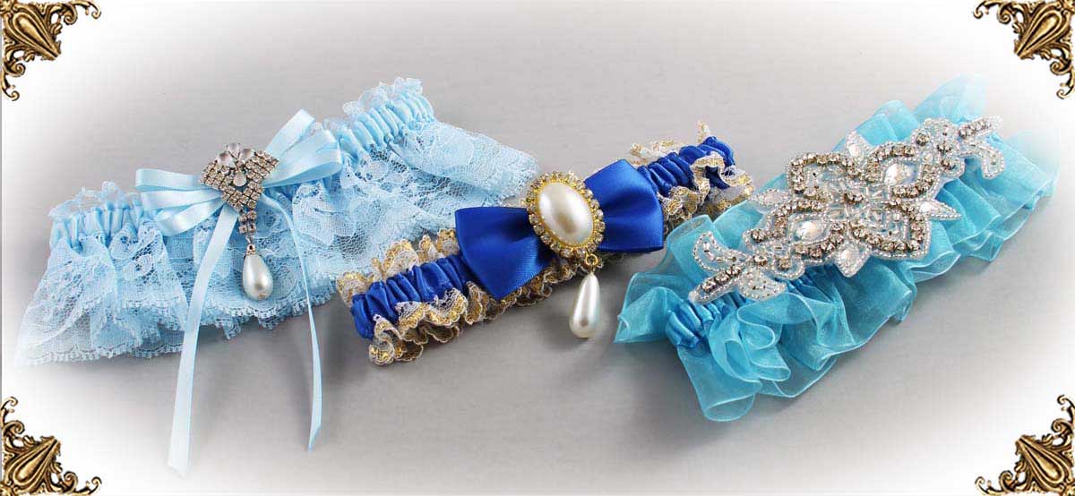 Blue Wedding Garters-Linda-Joyce-couture