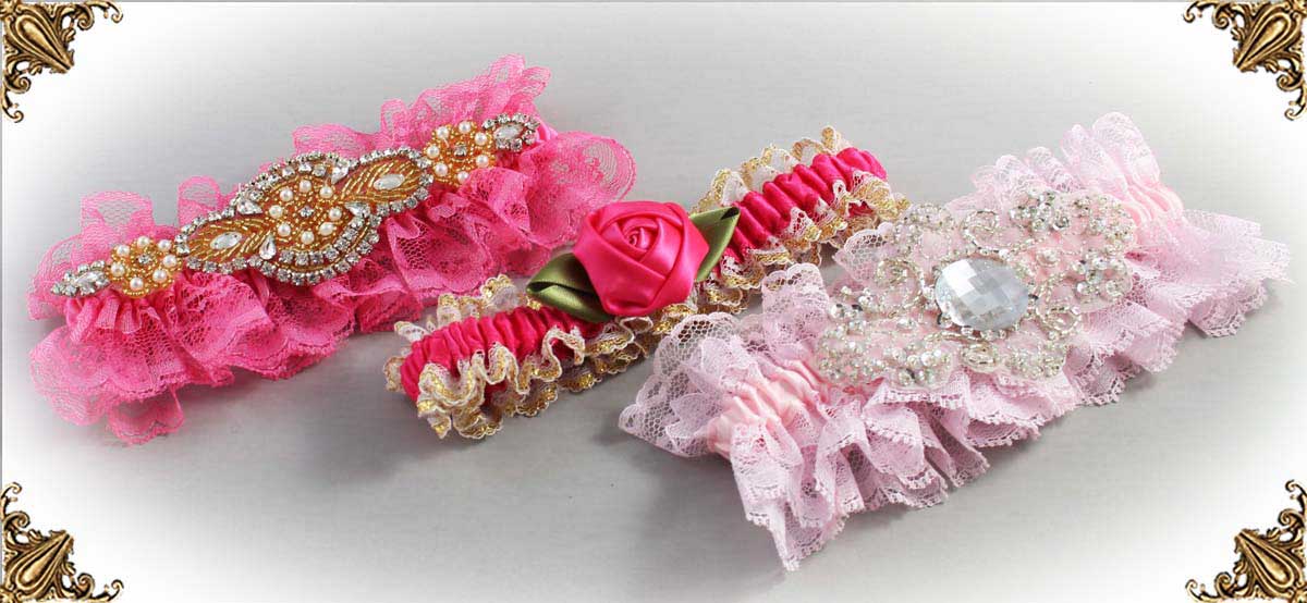 Pink Wedding Garters - Custom Wedding Garter