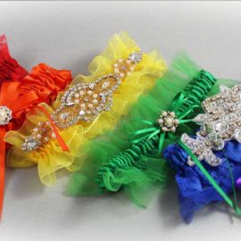 Multicolored Wedding Garter | Summer Wedding Colors Bridal Garter Set |  Style R117