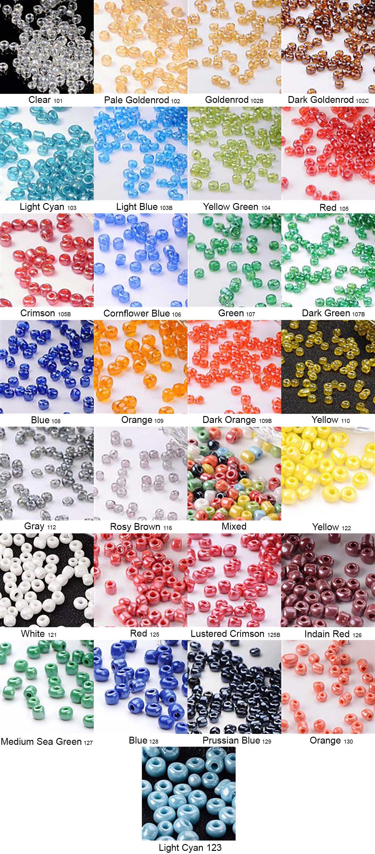 Bead-Color-Chart- Custom Wedding Garter