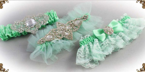 Mint-Green-Wedding-Garters-531-Bridal-Garters-Prom Garters- Custom Wedding garters Linda Joyce Couture