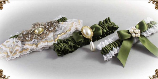 Moss-Wedding-Garters-570-Bridal-Garters-Prom Garters- Custom Wedding garters Linda Joyce Couture