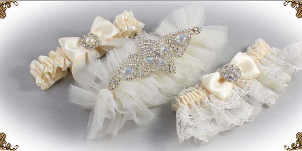 Shop-by-Color - Ivory Wedding Garters -Bridal-Garters-Prom Garters- Custom Wedding garters Linda Joyce Couture
