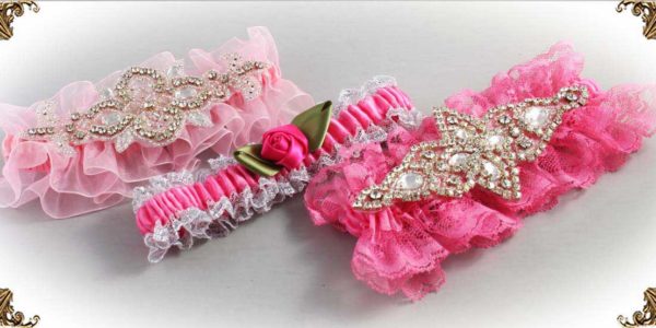 Shop-by-Color - Pink Wedding Garters -Bridal-Garters-Prom Garters- Custom Wedding garters Linda Joyce Couture