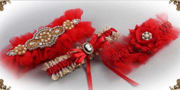 Shop-by-Color - Red Wedding Garters -Bridal-Garters-Prom Garters- Custom Wedding garters Linda Joyce Couture