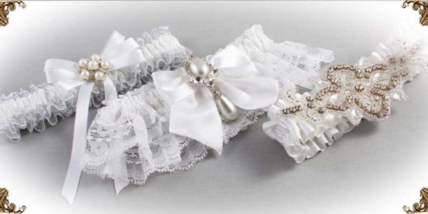 Shop-by-Color - White Wedding Garters -Bridal-Garters-Prom Garters- Custom Wedding garters Linda Joyce Couture