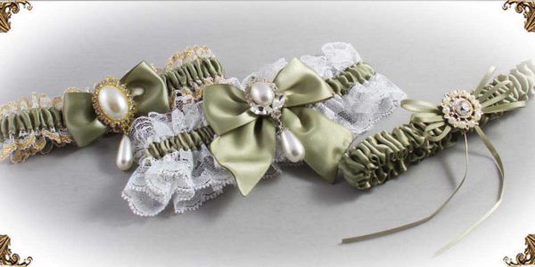 Soft-Pine-Wedding-Garters-566-Bridal-Garters-Prom Garters- Custom Wedding garters Linda Joyce Couture