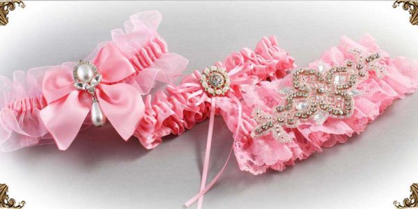 Pink-Wedding-Garter-156-Bridal-Garters-Prom Garters- Custom Wedding garters Linda Joyce Couture