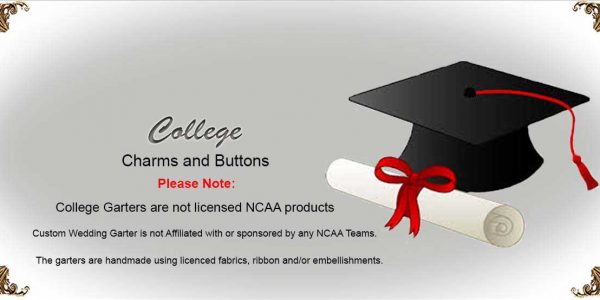 Charms-and-Buttons-NCAA-College Garters Collection-Bridal-Garters-Prom Garters- Custom Wedding garters Linda Joyce Couture