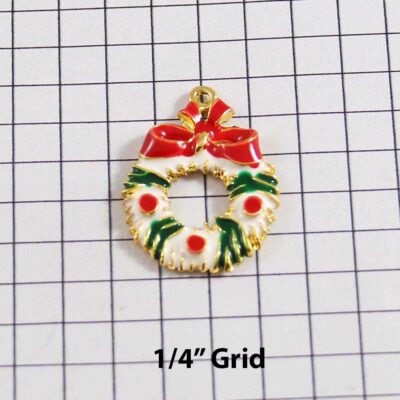 Christmas Wedding Garter / Wreath / White / Red / Green / Gold / Holiday - Charm-008 / Wedding Garters / Bridal Garter / Prom Garter / Linda Joyce Couture