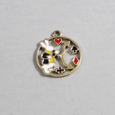 Alice in Wonderland Wedding Garter / White Rabbit / Playing Card Suits / Fairy Tale - Charm-024 / Wedding Garters / Bridal Garter / Prom Garter / Linda Joyce Couture