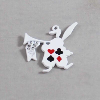 Alice in Wonderland Wedding Garter / White Rabbit / Playing Card Suits / Fairy Tale - Charm-283 / Wedding Garters / Bridal Garter / Prom Garter / Linda Joyce Couture