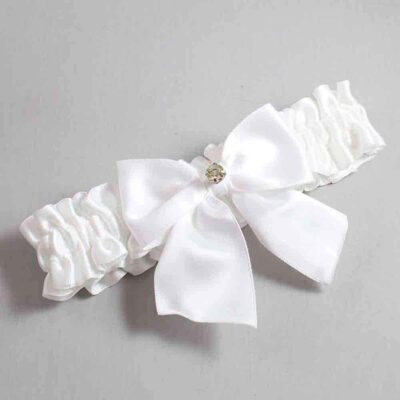 White Satin Wedding Garter / Solid White Wedding Garters / Wedding Garter / Custom Wedding Garter / Bridal Garter / Prom Garter / Linda Joyce Couture / Personalized Garter / Personalized Wedding Garter / Personalized Prom Garter