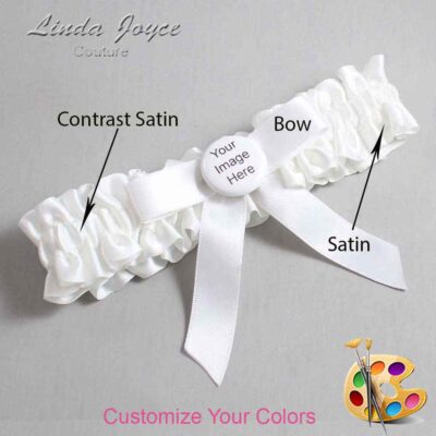 Couture Garters / Custom Wedding Garter / Customizable Wedding Garters / Personalized Wedding Garters / Custom Button #01-B03-M44 / Wedding Garters / Bridal Garter / Prom Garter / Linda Joyce Couture