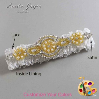 Couture Garters / Custom Wedding Garter / Customizable Wedding Garters / Personalized Wedding Garters / Charlotte # 04-A05-Gold / Wedding Garters / Bridal Garter / Prom Garter / Linda Joyce Couture