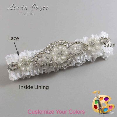 Couture Garters / Custom Wedding Garter / Customizable Wedding Garters / Personalized Wedding Garters / Charlotte # 04-A06-Silver / Wedding Garters / Bridal Garter / Prom Garter / Linda Joyce Couture