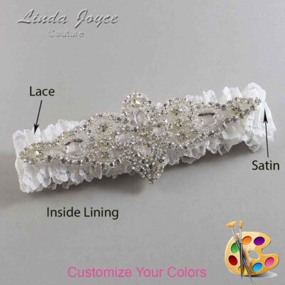 Couture Garters / Custom Wedding Garter / Customizable Wedding Garters / Personalized Wedding Garters / Lorine # 04-A09-Silver / Wedding Garters / Bridal Garter / Prom Garter / Linda Joyce Couture