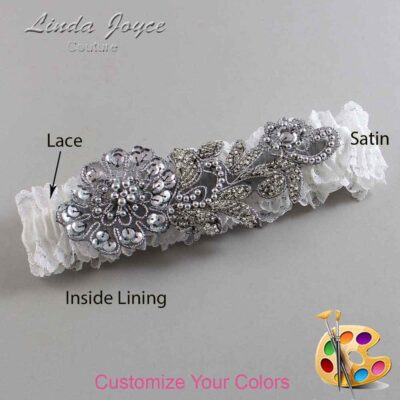 Couture Garters / Custom Wedding Garter / Customizable Wedding Garters / Personalized Wedding Garters / Mitzi # 04-A10-Gunmetal / Wedding Garters / Bridal Garter / Prom Garter / Linda Joyce Couture