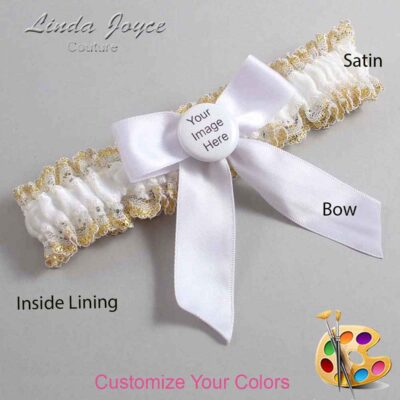Couture Garters / Custom Wedding Garter / Customizable Wedding Garters / Personalized Wedding Garters / Custom Button #04-B02-M44 / Wedding Garters / Bridal Garter / Prom Garter / Linda Joyce Couture