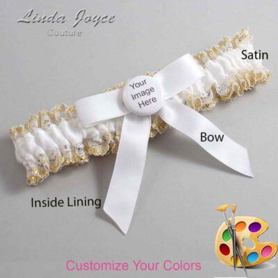 Couture Garters / Custom Wedding Garter / Customizable Wedding Garters / Personalized Wedding Garters / Custom Button #04-B03-M44 / Wedding Garters / Bridal Garter / Prom Garter / Linda Joyce Couture
