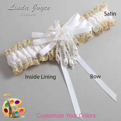 Couture Garters / Custom Wedding Garter / Customizable Wedding Garters / Personalized Wedding Garters / Gabrielle #04-B11-M38 / Wedding Garters / Bridal Garter / Prom Garter / Linda Joyce Couture