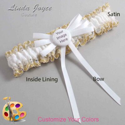 Couture Garters / Custom Wedding Garter / Customizable Wedding Garters / Personalized Wedding Garters / Custom Button #04-B11-M44 / Wedding Garters / Bridal Garter / Prom Garter / Linda Joyce Couture