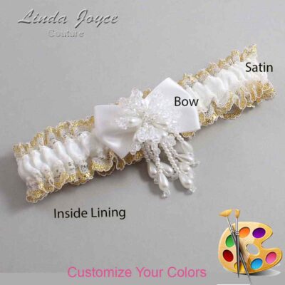 Couture Garters / Custom Wedding Garter / Customizable Wedding Garters / Personalized Wedding Garters / Lori #04-B21-M38 / Wedding Garters / Bridal Garter / Prom Garter / Linda Joyce Couture