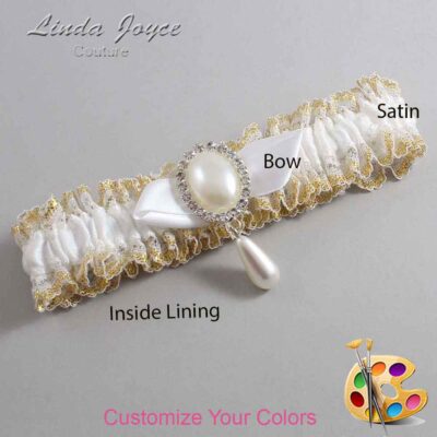 Couture Garters / Custom Wedding Garter / Customizable Wedding Garters / Personalized Wedding Garters / Sybil #04-B41-M35 / Wedding Garters / Bridal Garter / Prom Garter / Linda Joyce Couture