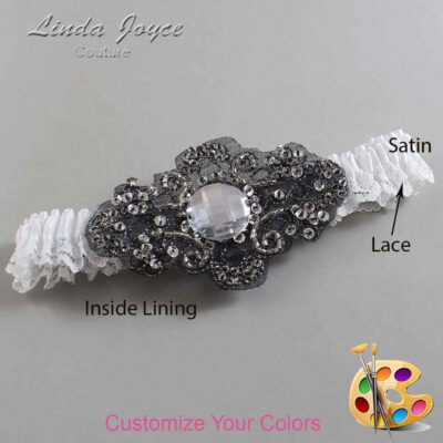 Couture Garters / Custom Wedding Garter / Customizable Wedding Garters / Personalized Wedding Garters / Bijou # 05-A02-Black / Wedding Garters / Bridal Garter / Prom Garter / Linda Joyce Couture