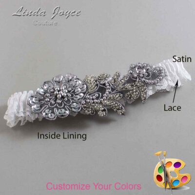 Couture Garters / Custom Wedding Garter / Customizable Wedding Garters / Personalized Wedding Garters / Mitzi # 05-A10-Gunmetal / Wedding Garters / Bridal Garter / Prom Garter / Linda Joyce Couture