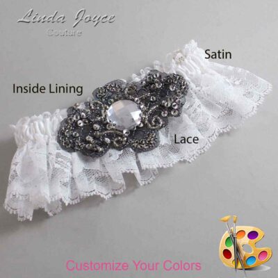 Couture Garters / Custom Wedding Garter / Customizable Wedding Garters / Personalized Wedding Garters / Bijou # 10-A02-Black / Wedding Garters / Bridal Garter / Prom Garter / Linda Joyce Couture