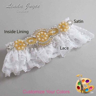 Couture Garters / Custom Wedding Garter / Customizable Wedding Garters / Personalized Wedding Garters / Charlotte # 10-A05-Gold / Wedding Garters / Bridal Garter / Prom Garter / Linda Joyce Couture