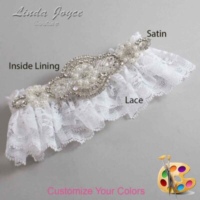 Couture Garters / Custom Wedding Garter / Customizable Wedding Garters / Personalized Wedding Garters / Charlotte # 10-A06-Silver / Wedding Garters / Bridal Garter / Prom Garter / Linda Joyce Couture
