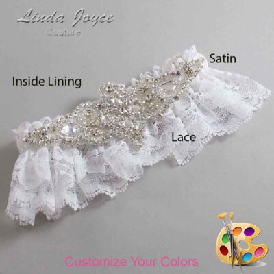 Couture Garters / Custom Wedding Garter / Customizable Wedding Garters / Personalized Wedding Garters / Lorine # 10-A09-Silver / Wedding Garters / Bridal Garter / Prom Garter / Linda Joyce Couture