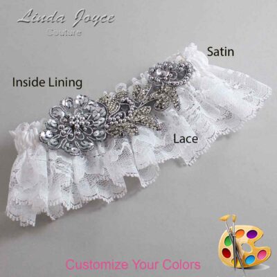 Couture Garters / Custom Wedding Garter / Customizable Wedding Garters / Personalized Wedding Garters / Mitzi # 10-A10-Gunmetal / Wedding Garters / Bridal Garter / Prom Garter / Linda Joyce Couture