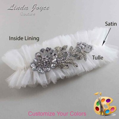 Couture Garters / Custom Wedding Garter / Custom Wedding Garters / Personalized Wedding Garters / Mitzi # 23-A10-Gunmetal / Wedding Garters / Bridal Garter / Prom Garter / Linda Joyce Couture