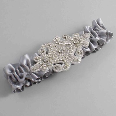 Grey Wedding Garter / Solid Gray Wedding Garters / Heather # (012-012)-01-A07-Silver