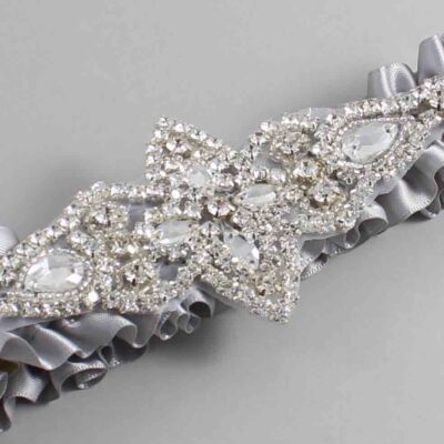 Grey Wedding Garter / Solid Gray Wedding Garters / Lorine # (012-012)-01-A09-Silver