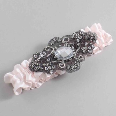 Sideshow Rose Satin with Black Wedding Garter / Pink Wedding Garters / Bijou # (105-105)-01-A02-Black