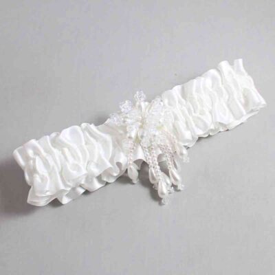 White Satin Wedding Garter / Solid White Wedding Garters / Wedding Garter / Custom Wedding Garter / Bridal Garter / Prom Garter / Linda Joyce Couture / Personalized Garter / Personalized Wedding Garter / Personalized Prom Garter