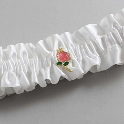 White Satin Wedding Garter / White and Black Wedding Garters / Wedding Garter / Custom Wedding Garter / Bridal Garter / Prom Garter / Linda Joyce Couture / Personalized Garter / Personalized Wedding Garter / Personalized Prom Garter
