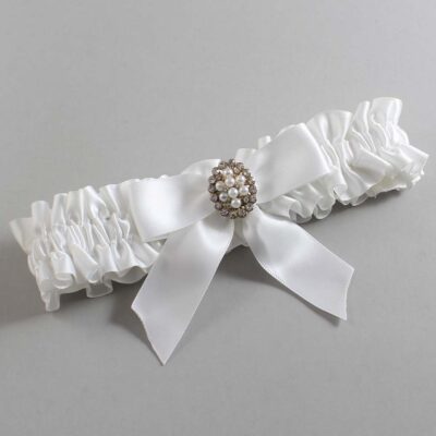 White Satin Wedding Garter / White Wedding Garters / Wedding Garter / Custom Wedding Garter / Bridal Garter / Prom Garter / Linda Joyce Couture / Personalized Garter / Personalized Wedding Garter / Personalized Prom Garter