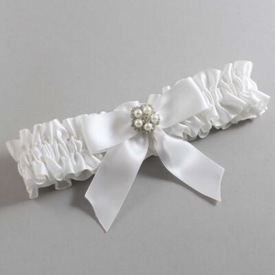 White Satin Wedding Garter / White Wedding Garters / Wedding Garter / Custom Wedding Garter / Bridal Garter / Prom Garter / Linda Joyce Couture / Personalized Garter / Personalized Wedding Garter / Personalized Prom Garter