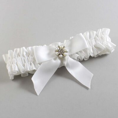 White Satin Wedding Garter / White Wedding Garters / Wedding Garter / Custom Wedding Garter / Bridal Garter / Prom Garter / Linda Joyce Couture / Personalized Garter / Personalized Wedding Garter / Personalized Prom Garter