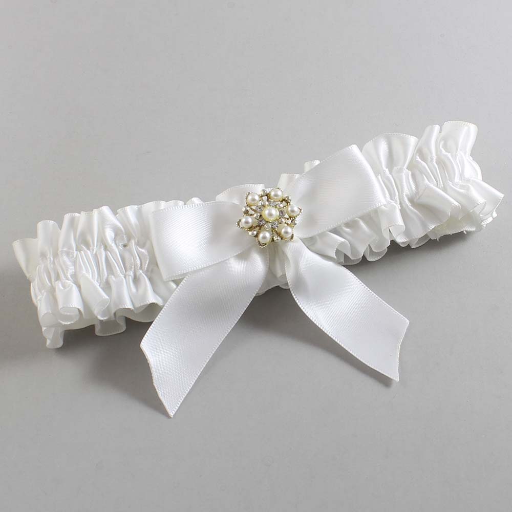 White Satin Wedding Garter / White Wedding Garters / Wedding Garter / Custom Wedding Garter / Bridal Garter / Prom Garter / Linda Joyce Couture / Personalized Garter / Personalized Wedding Garter / Personalized Prom Garter