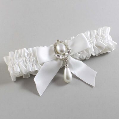 White Satin Wedding Garter / White Wedding Garters / Wedding Garter / Custom Wedding Garter / Bridal Garter / Prom Garter / Linda Joyce Couture / Personalized Garter / Personalized Wedding Garter / Personalized Prom Garter