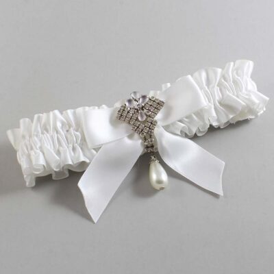 White Satin Wedding Garter / White Wedding Garters / Wedding Garter / Custom Wedding Garter / Bridal Garter / Prom Garter / Linda Joyce Couture / Personalized Garter / Personalized Wedding Garter / Personalized Prom Garter