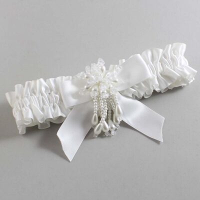 White Satin Wedding Garter / White Wedding Garters / Wedding Garter / Custom Wedding Garter / Bridal Garter / Prom Garter / Linda Joyce Couture / Personalized Garter / Personalized Wedding Garter / Personalized Prom Garter