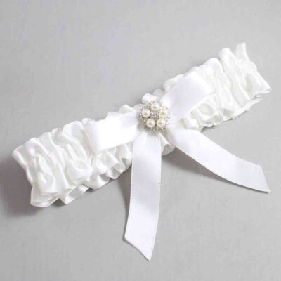 White Satin Wedding Garter / White Wedding Garters / Wedding Garter / Custom Wedding Garter / Bridal Garter / Prom Garter / Linda Joyce Couture / Personalized Garter / Personalized Wedding Garter / Personalized Prom Garter