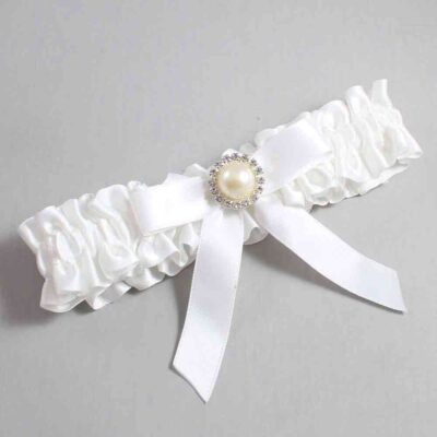 White Satin Wedding Garter / White Wedding Garters / Wedding Garter / Custom Wedding Garter / Bridal Garter / Prom Garter / Linda Joyce Couture / Personalized Garter / Personalized Wedding Garter / Personalized Prom Garter